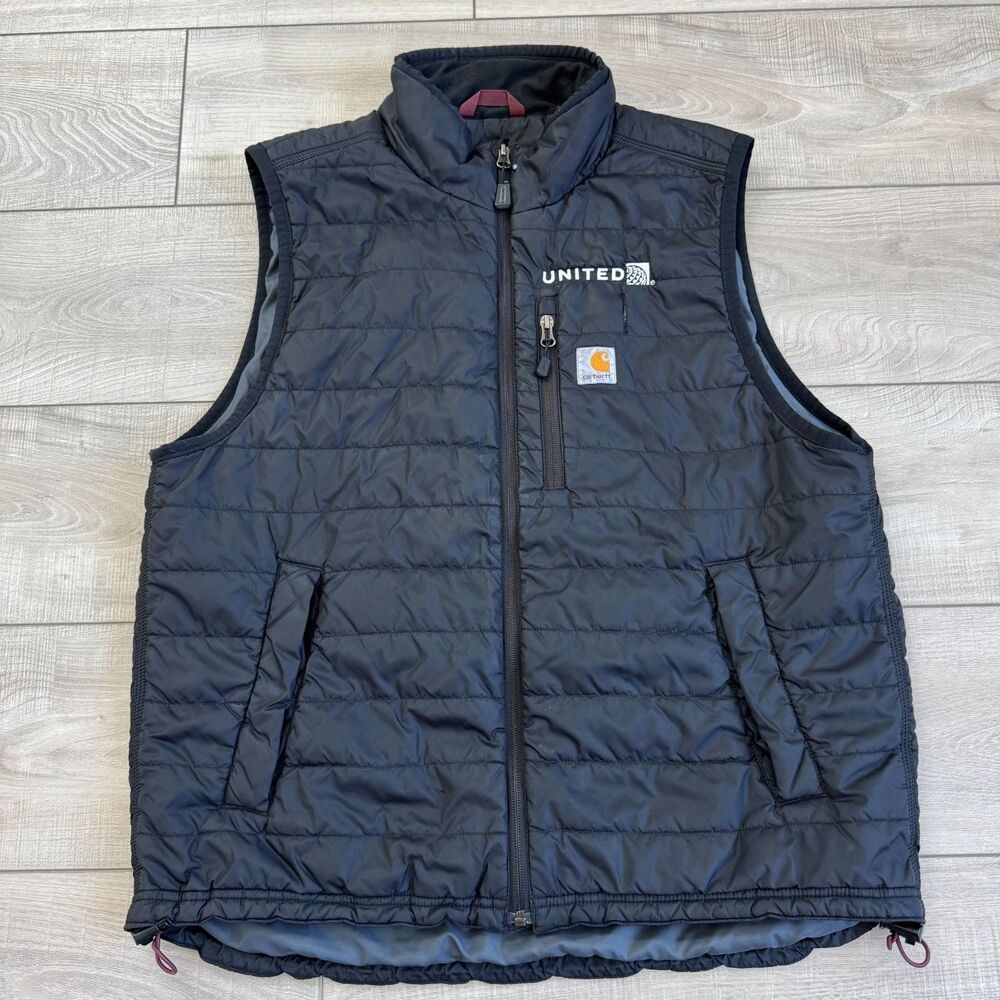 Carhartt Gillam Quilted Insulated Balck‎ Vest w/ Company Logo Embroidered, sz L